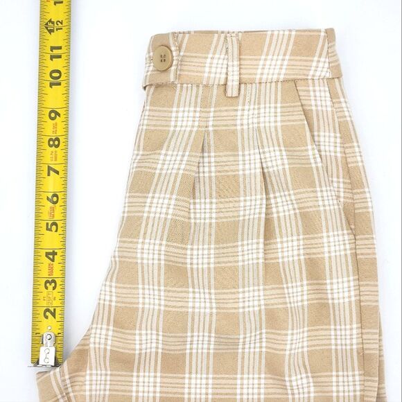 Princess Polly Archer Pants Womens Size 4 Wide Leg Beige Plaid Light Academia - Picture 7 of 9